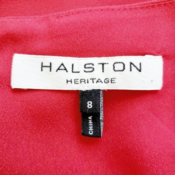 Halston Heritage Red Keyhole Cap Sleeve A-Line Dress - Picture 8 of 8